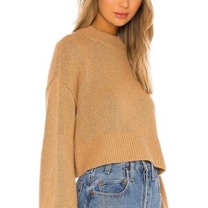 Lovers + Friends Camel Brown Wide Arm Pullover Crewneck Sweater Size Small